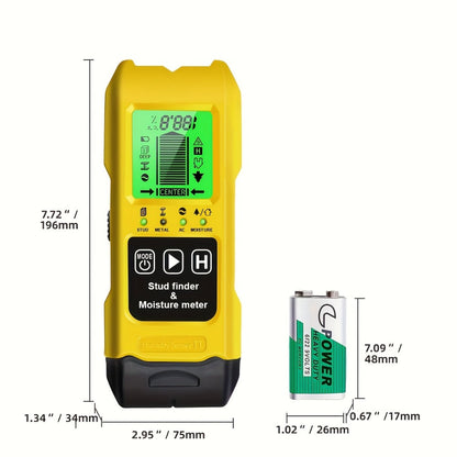 Stud Finder Wall Scanner 7-in-1 LCD Display Sound Alert, Wood Deep Stud Metal AC Wire Moisture Meter Temperature Sensor