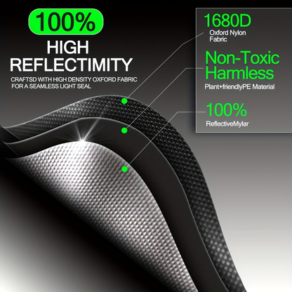 Hydroponic Grow Tent 1680D Mylar 100% Reflective with Tray & Observation Window, Indoor Plant Tent for Seedling to Flowering