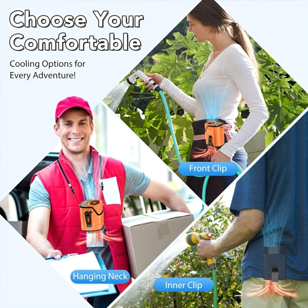 Portable Fan 3600mAh Three-in-One Waist Clip Model with Adjustable Speeds, LED Light and Digital Display