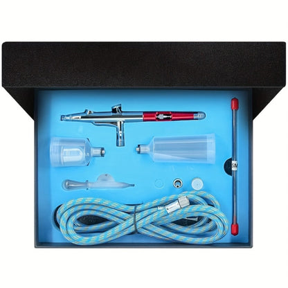 Airbrush Kit Dual-Action Gravity Feed – 0.3mm & 0.5mm Needle Sets, 7cc 20cc 40cc Cups, Complete Air Brush Gun Set for Nails, Makeup