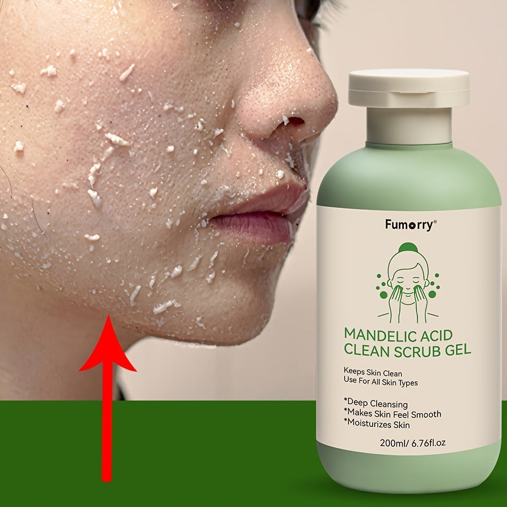 Mandelic Acid Exfoliating Gel 200ml with Aloe & Rose Extract, Deep Cleansing Pore Cleanser for Face & Body
