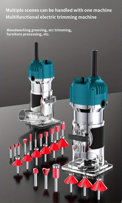 Wood Router 800W Trim Router for Woodworking - 35000RPM Electric Router with Edge Guide, Roller Guide
