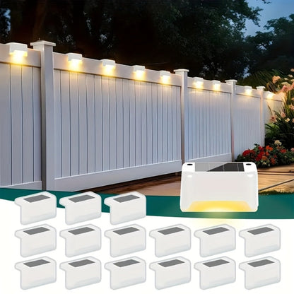 Solar LED Deck and Step Light Set in 8-, 16- or 32-Piece Packs with Black, White or Brown Shells