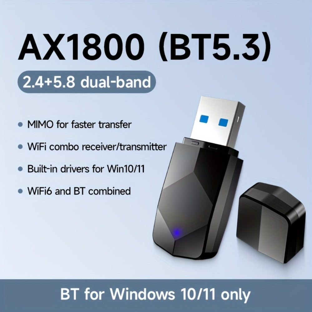 1800Mbps USB WiFi Adapter for PC Desktop Laptop with Dual 5dBi Antennas, 5GHz & 2.4GHz Dual Band Wireless Network Adapter