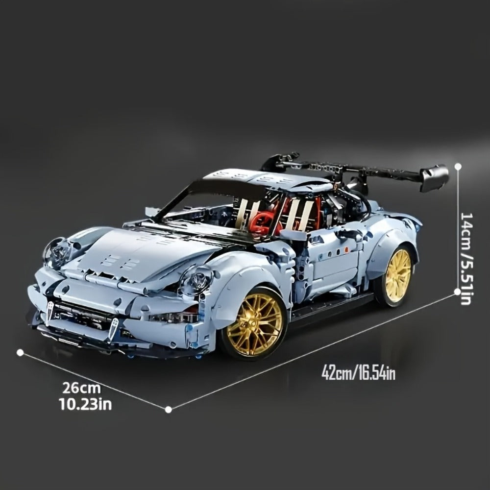2100PCS Lowrider Sports Car Building Blocks Set for Adults – Misty Blue Model Kit Desktop Ornament & Room Decor, Cool Gift for Men