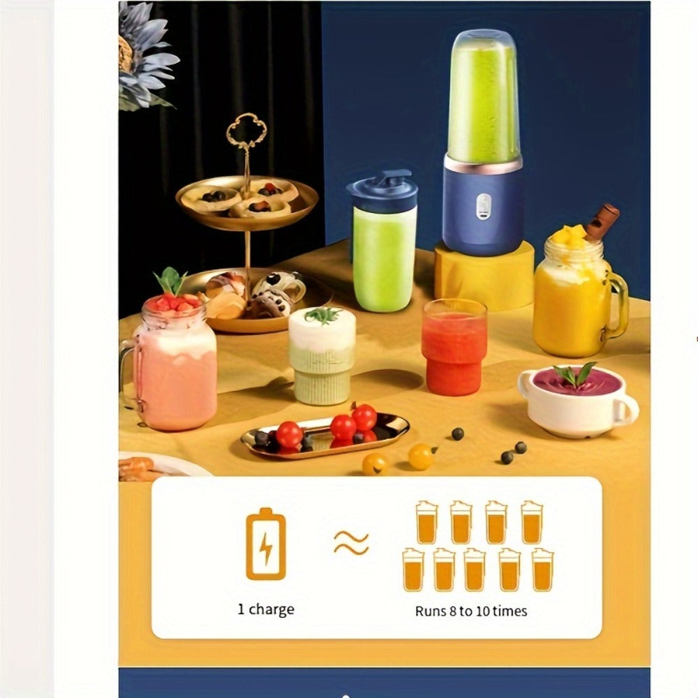 Six-Blade Portable Blender with Blue or Pink Single- and Double-Cup Checkout Configurations