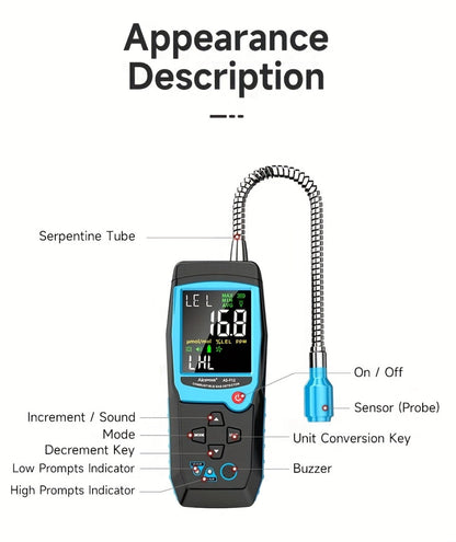 Gas Leak Detector Combustible Gas Detector Aicevoos AS-F12 Natural Gas Methane Tester Sound for Entryways, Bedrooms and Living Spaces
