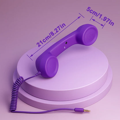 Retro Phone Handset for Smartphone Tablet & Computer, Hands-Free Calling, Volume Control, Clear Sound