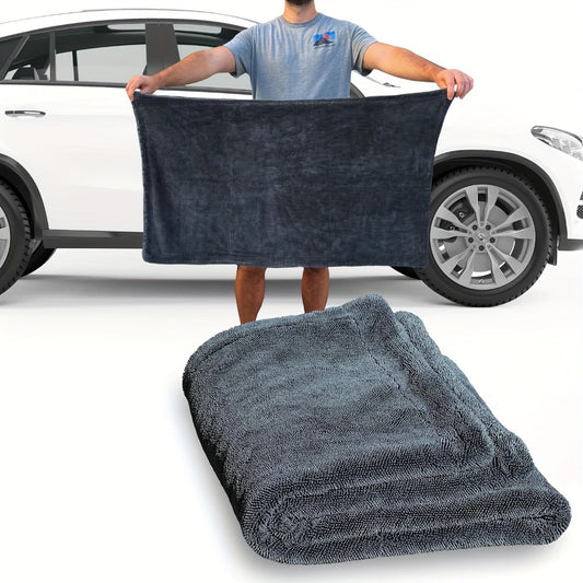 Microfiber Car Drying Towel 1300GSM – Edgeless Streak-Free Quick-Dry Detailing Towel, High Absorbency, XL Size 24x16" & 24x36" for Car