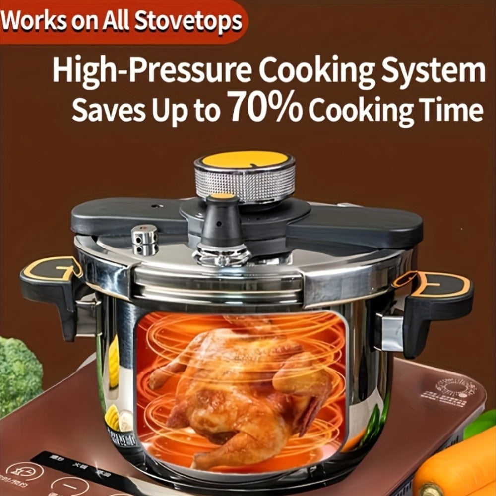 Pressure Cooker Stainless Steel with One-Twist Lock Lid, Induction & Gas Compatible Stew Pot in 1.32gal