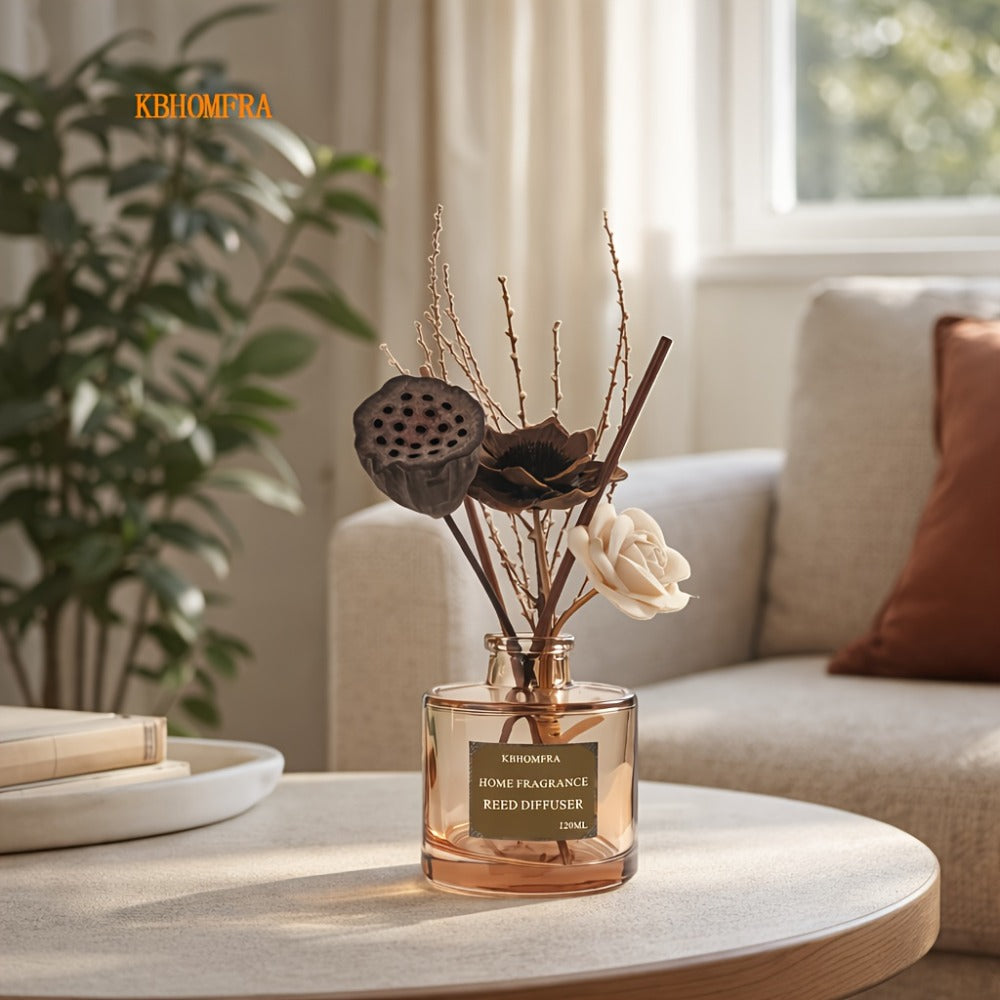 Reed Diffuser Set with Dried Flowers, Jasmine, Cedar, Sandalwood & Gardenia Scents, 120ml 90-Day Home Fragrance