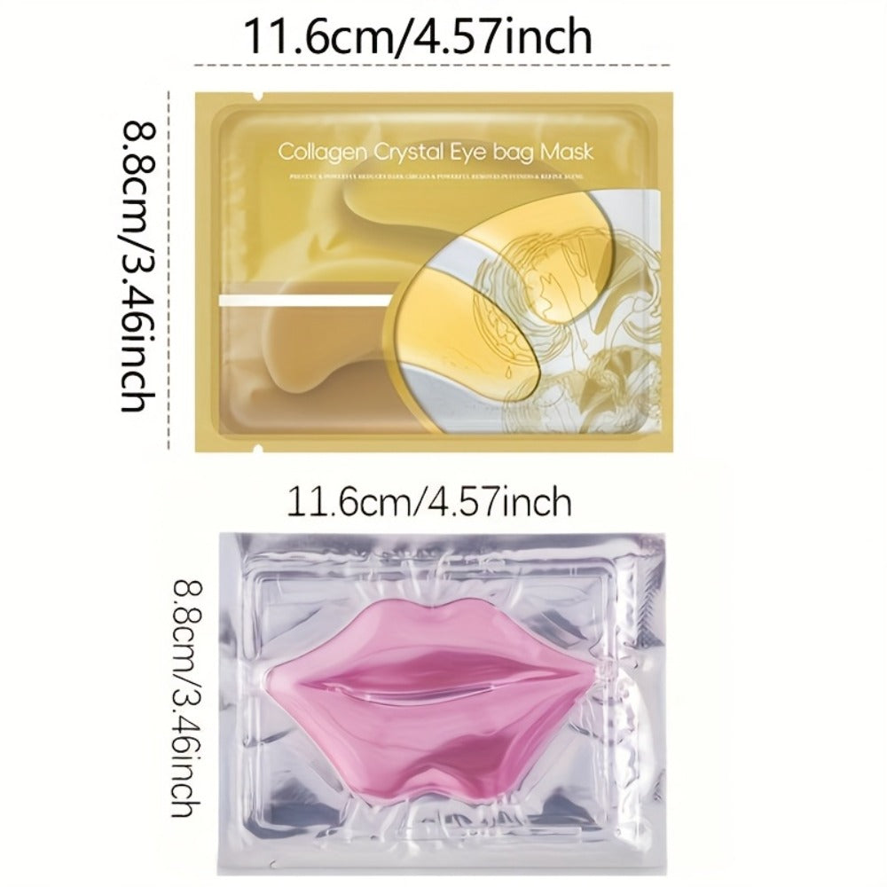 Hyaluronic Acid Eye & Lip Mask Patches, Overnight Sleeping Mask Set for Deep Moisture, Anti-Dry, Plumping & Smoothing