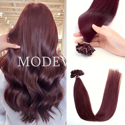Remy Human Hair U Tip Keratin Extensions Straight Seamless Invisible Nail Tip Bond 50 Strands 12 14 16 18 20 Inch Natural Black Jet Black