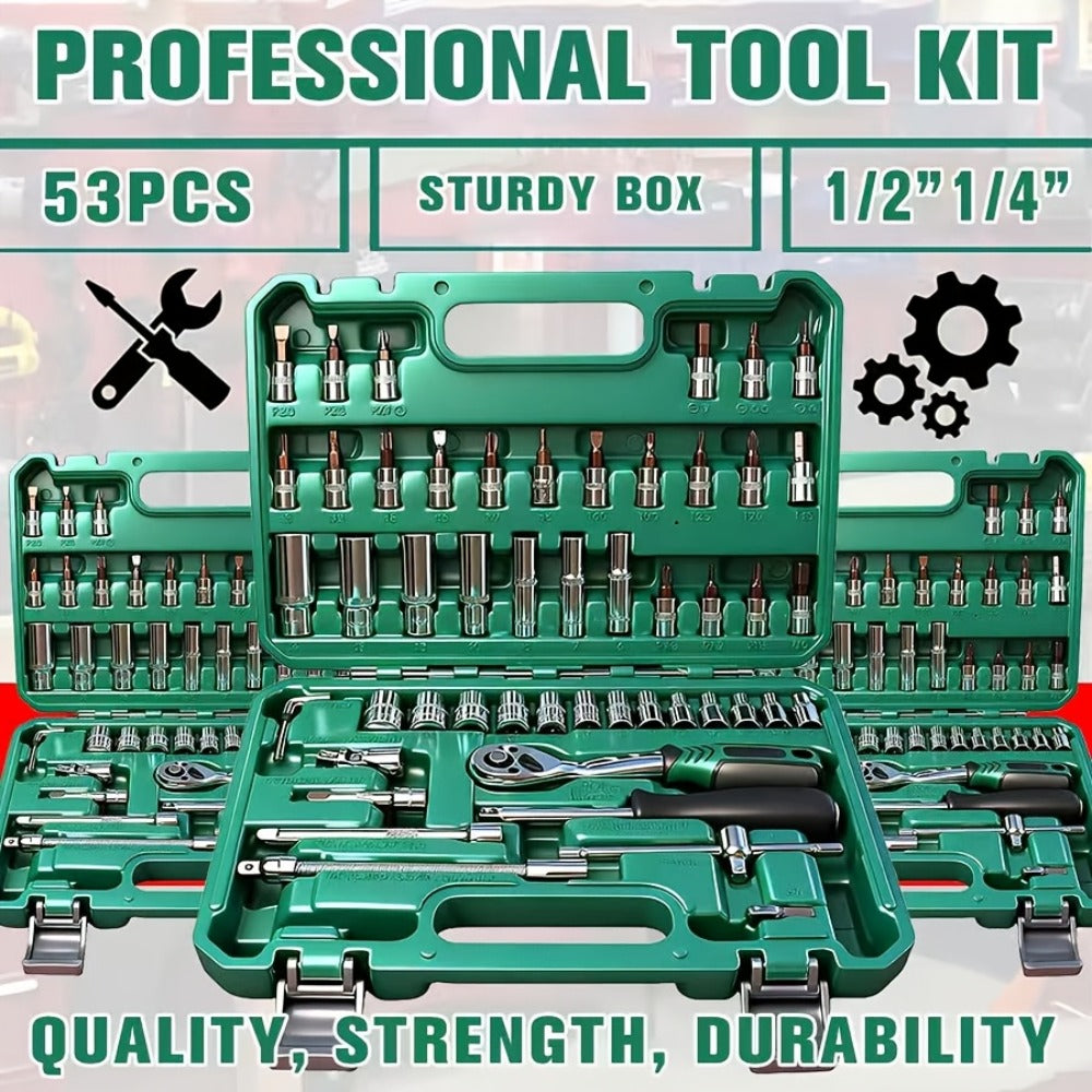 Impact Socket Set, 53-Piece Tool Set, 47-Piece 3/8" Drive & 34-Piece 1/2" Drive, SAE & Metric Sizes