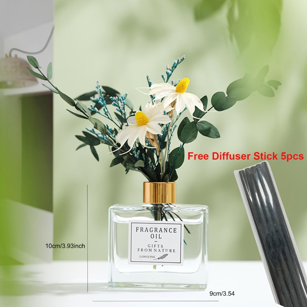 Reed Diffuser Set with Real Flowers - 4.05 oz 120ml Scented Home Fragrance Aromatherapy for Entryways, Bedrooms and Living Spaces