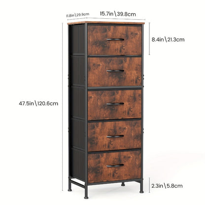 6 Drawer Fabric Dresser with Steel Frame Wooden Top – Storage Chest Organizer for Bedroom Closet Hallway Living Room