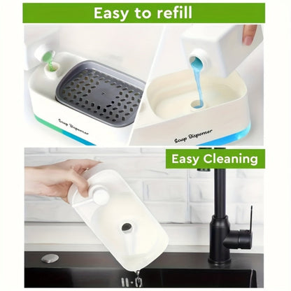 Soap Dispenser with Sponge Holder 2-in-1 – Countertop Dish Soap Pump Dispenser and Sponge Caddy for Kitchen Sink