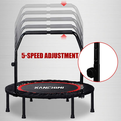 Foldable Mini Trampoline 40 Inch – Fitness Rebounder with Bungee Cords & U-Shape Foam Handle, 450 / 550 LBS Capacity