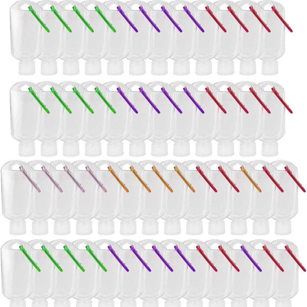 TSA Approved Travel Bottles with Keychain Leakproof Refillable Squeeze Containers 50-Pack Clear Plastic 1.7oz 50ML for Toiletries Lotion