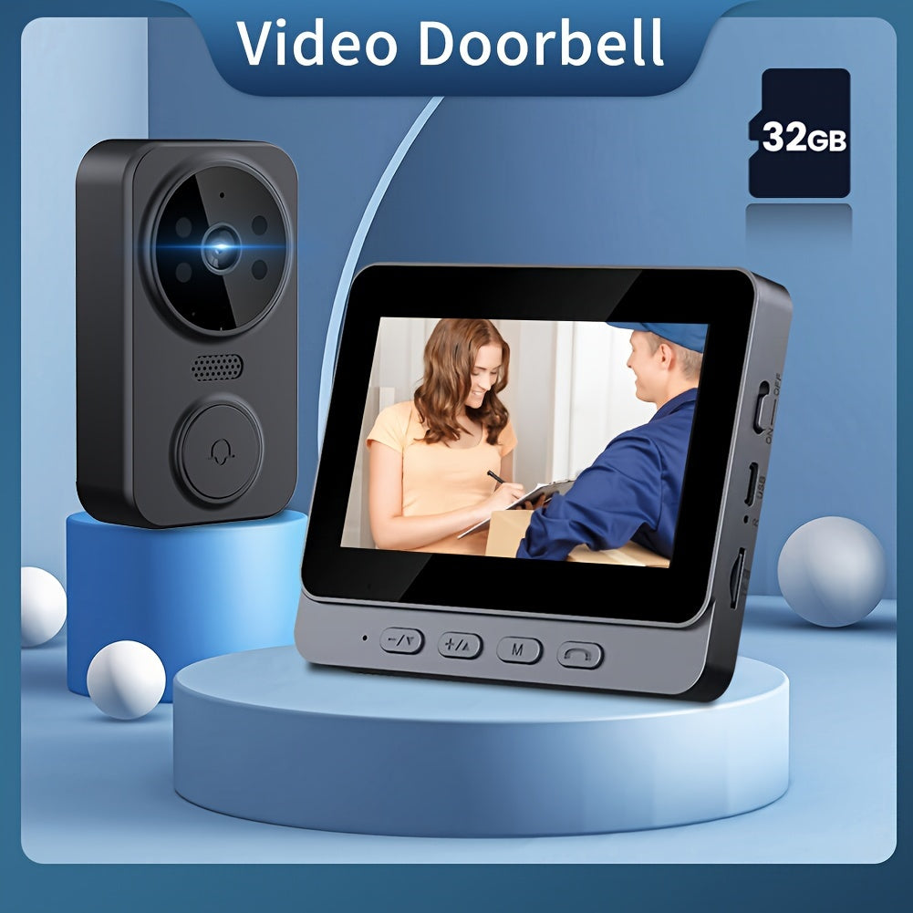 No WiFi Video Doorbell with 4.3" Indoor Monitor 1080P FHD, 120° Wide Angle, 850nm Night Vision, Two-Way Video Intercom