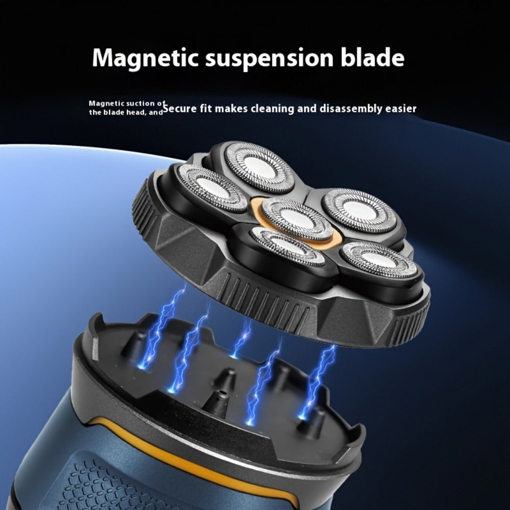 6D Floating Head Bald Head Shaver Self-Cut Electric Hair Clipper – 10W High Power 1400mAh USB-C Charging LED Display Two-Speed Travel Lock
