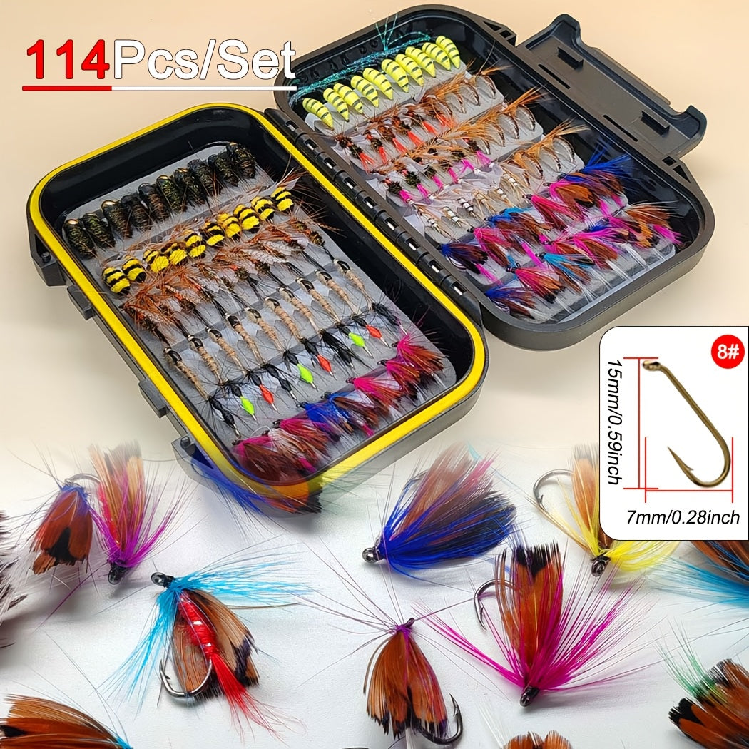 Fly Fishing Flies Kit Hand-Tied Assortment – Dry Flies, Wet Flies, Nymphs & Streamers for Trout, Bass, Salmon | Freshwater & Saltwater |