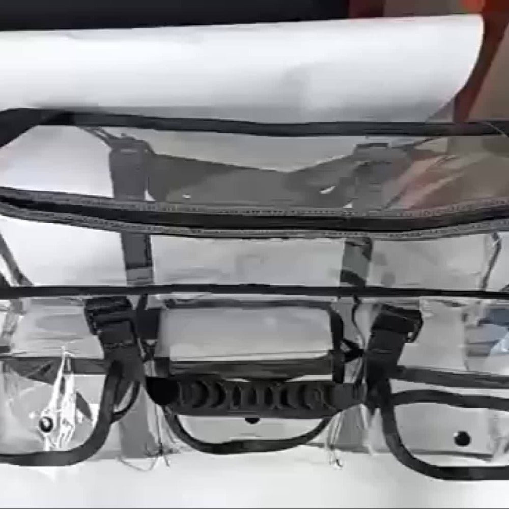 Stadium Approved Clear PVC Tote Bag Extra Large Transparent Shoulder Bag 3 External Pockets Adjustable Straps Waterproof for Men Women