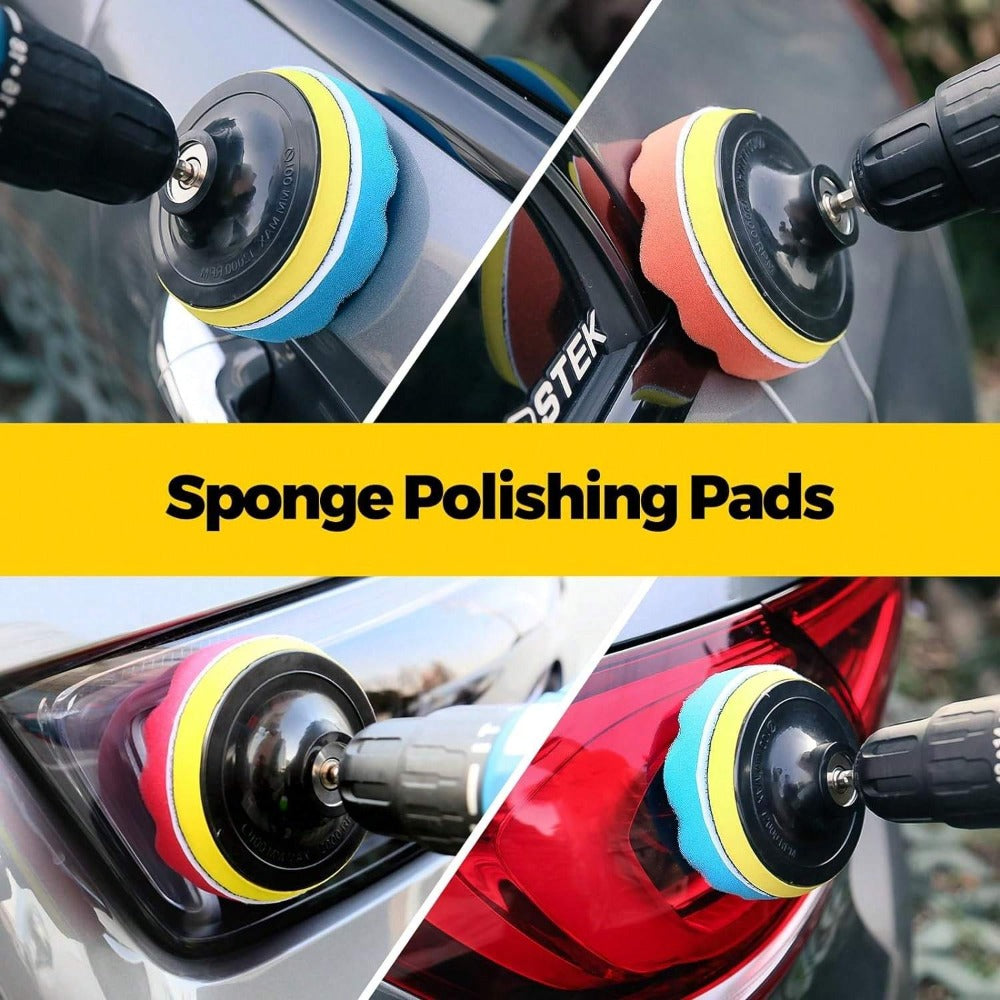 Drill Brush Attachment Set 20 Pack Power Scrubber Brushes Scrub Pads Sponge Buffing Pads with Extension Rod for Bathroom Kitchen Car