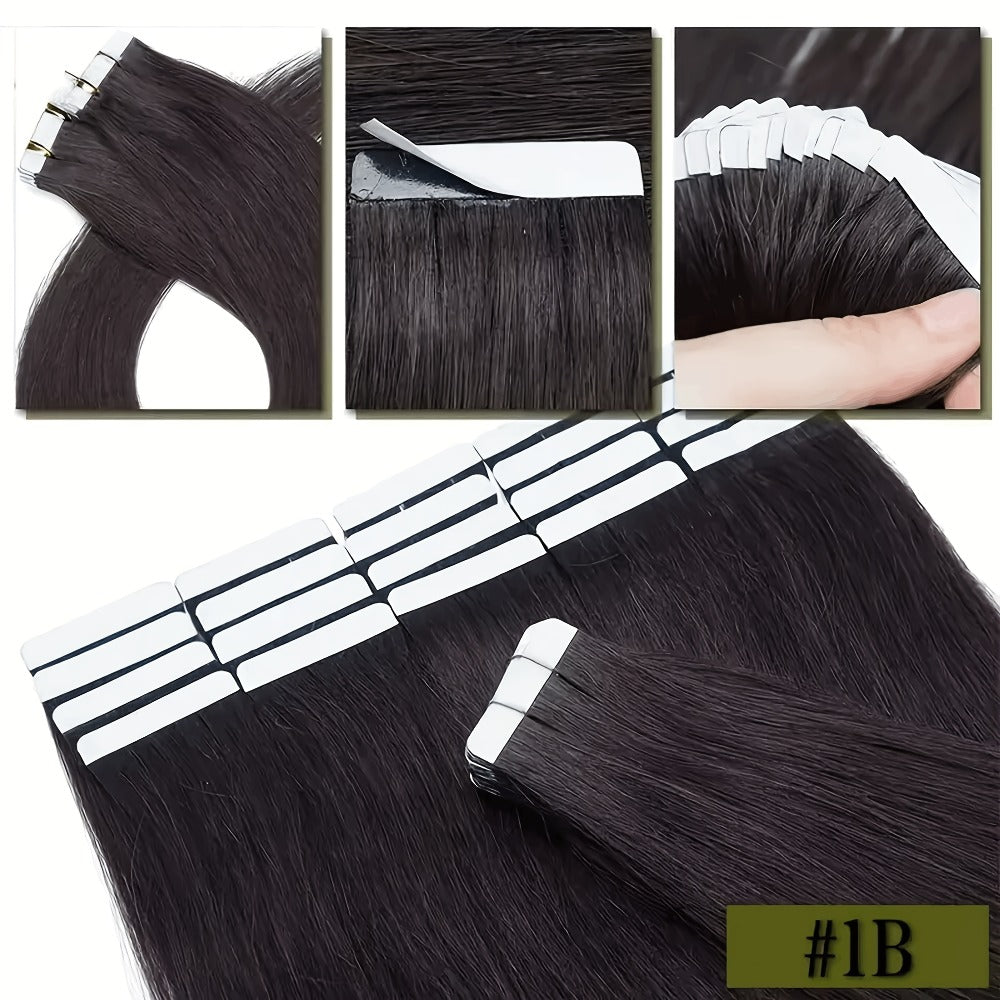 Tape In Hair Extensions Human Hair Straight Natural Black 1B Seamless Skin Weft 10pcs 30g 16 20 22 24 Inch Invisible Blend for Volume