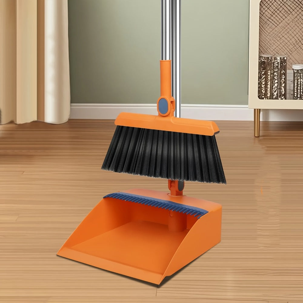 Foldable Broom and Dustpan Set with Long Handle 2-in-1 3-in-1 4-in-1 Floor Brush Combo for Home Office Dorm Room Indoor Outdoor Cleaning