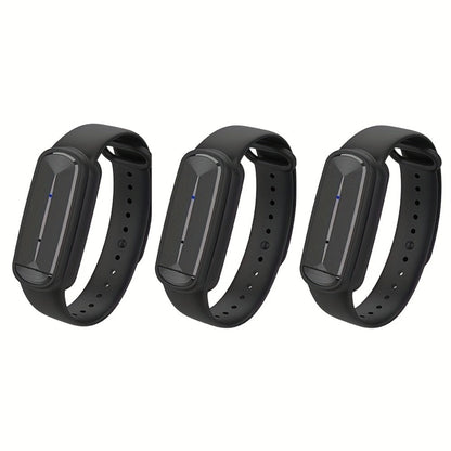 Ultrasonic Mosquito Bracelet 3-Pack, USB Rechargeable Intelligent Bug Wristband for Camping, Outdoor