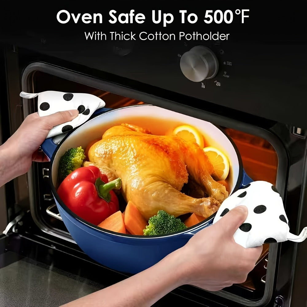3QT Enameled Cast Iron Dutch Oven with Dual Handles, Fitted Lid and Three Color or Style Options