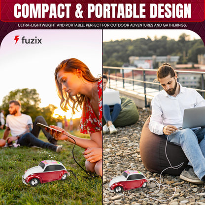 Fuzix WS-1958 Vintage Car Bluetooth Speaker with LED Headlights & Taillights | Retro Wireless Stereo, FM Radio, AUX/USB/TF, Built-in Mic