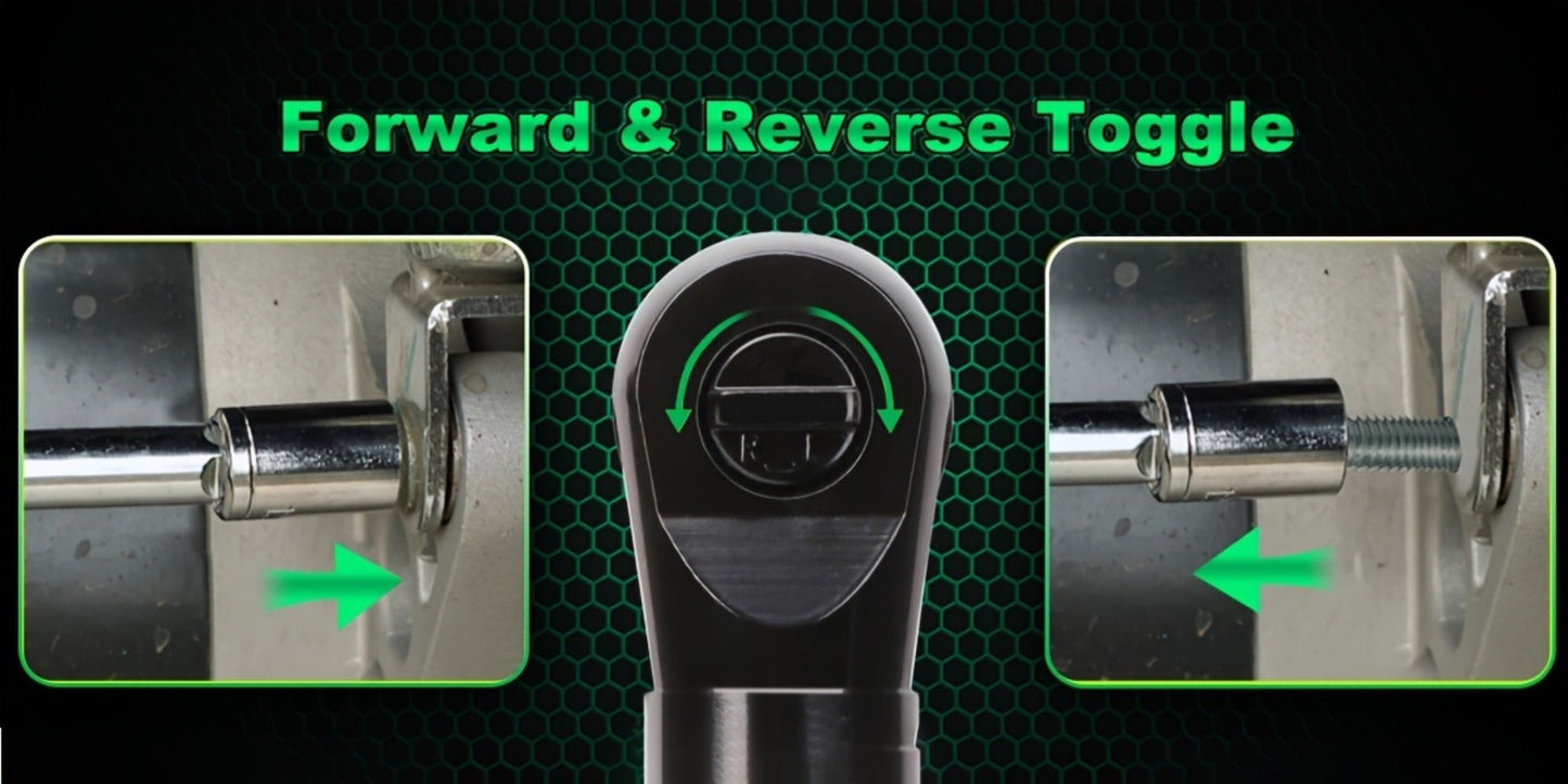 12V Cordless Ratchet Wrench Set 3/8" Drive, 40 Ft-lbs Torque, Variable Speed Trigger, Lithium-Ion Battery