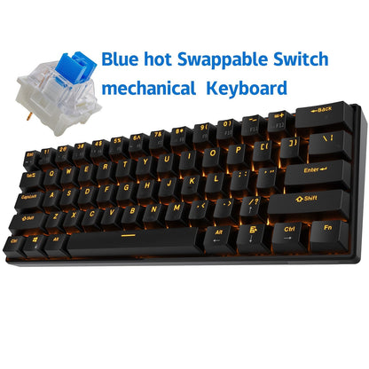 Mechanical Keyboard 61-Key Wired Hot-Swap Layout with RGB Backlighting and Red or Cyan Switch Options