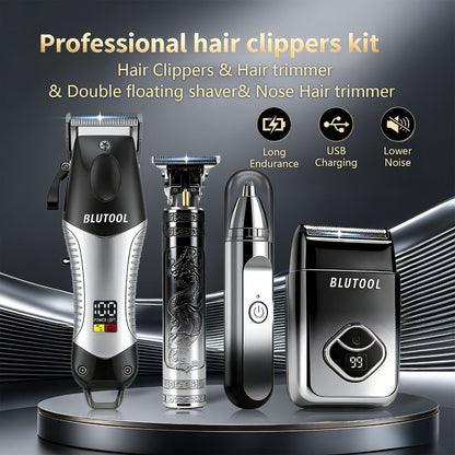 4-in-1 Cordless Grooming Kit for Men – Hair Clipper, Beard Trimmer, Electric Shaver & Nose Trimmer, Rechargeable Professional Hair Cutting