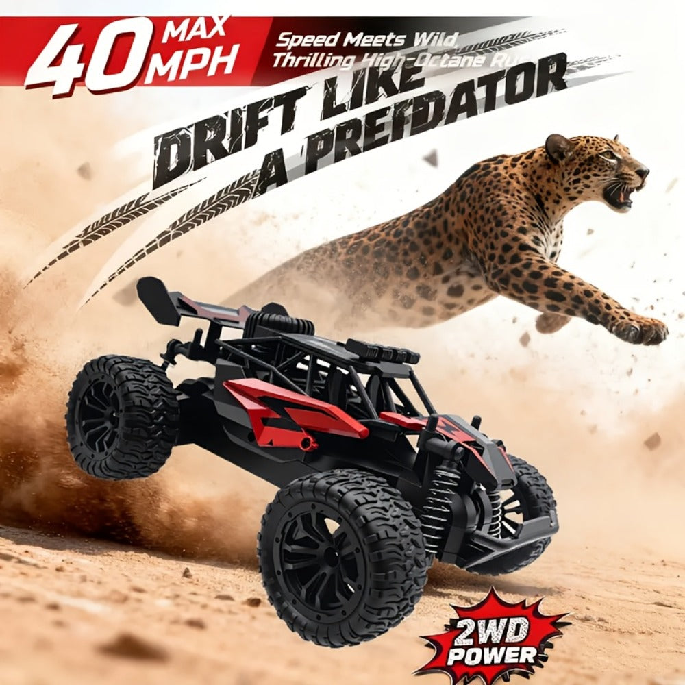 Remote Control Car, 1:18 Scale Alloy Monster Truck with 2.4GHz Control, LED Headlights and Red or Yellow Finish