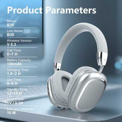 B35 Over-Ear Headphones with Bluetooth 5.3, 40mm Drivers, 90-Degree Rotating Earcups and Five Color or Storage Sets