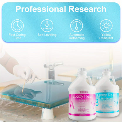 Epoxy Resin Kit Ultra Clear Bubble-Free Self-Leveling, 2-Part Casting & Coating Resin for River Tables Countertops Crafts