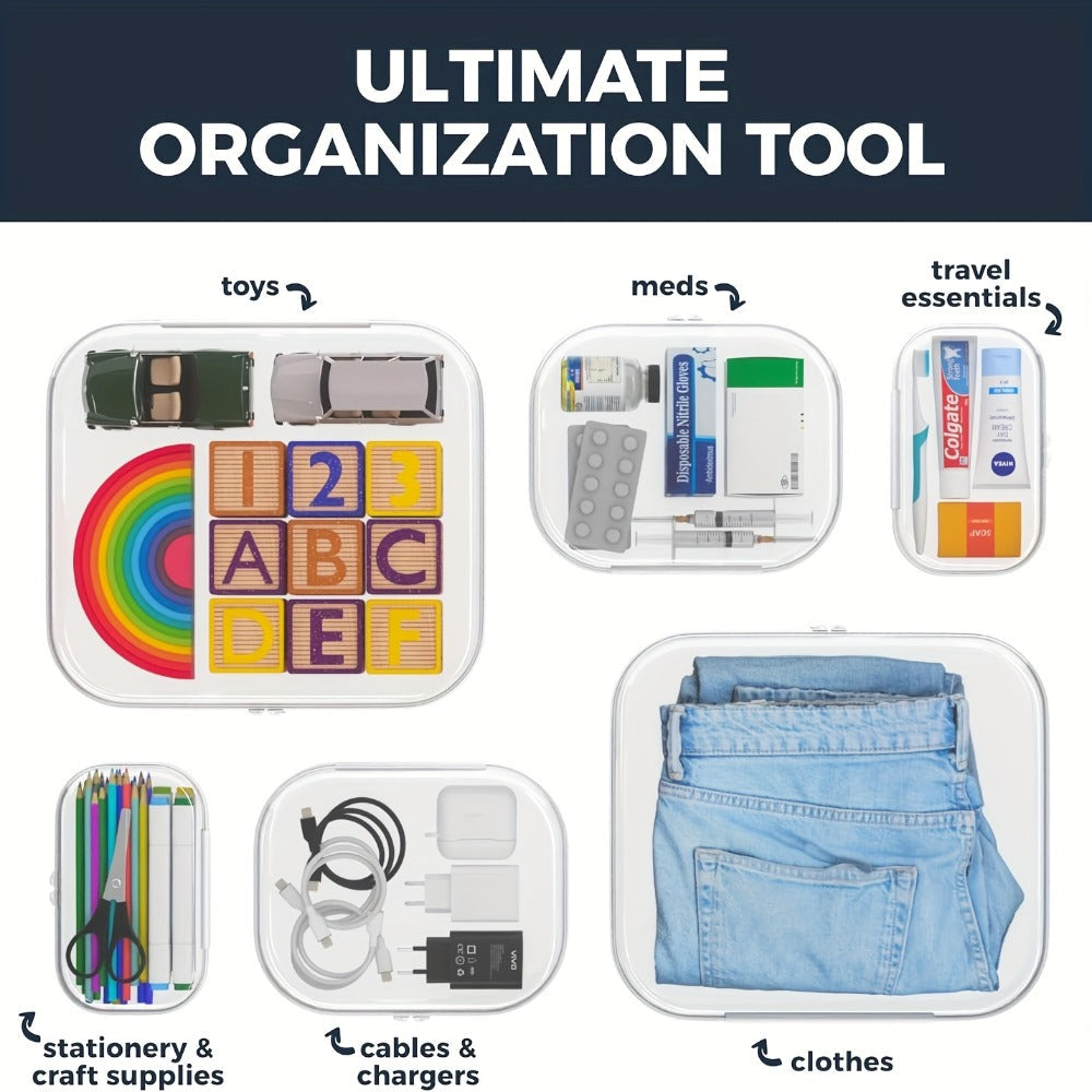 Six-Piece Clear Hard-Shell Organizer Set with Two Small, Two Medium and Two Large Zippered Cases
