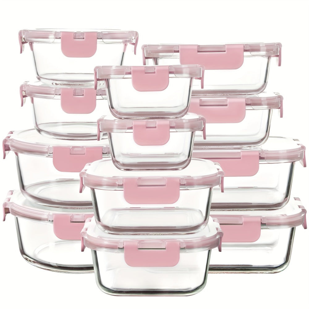 Glass Food Storage Containers with Airtight Lids – Borosilicate Glass Meal Prep Containers Set, Microwave Dishwasher Freezer Safe