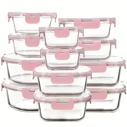 Glass Food Storage Containers with Airtight Lids – Borosilicate Glass Meal Prep Containers Set, Microwave Dishwasher Freezer Safe