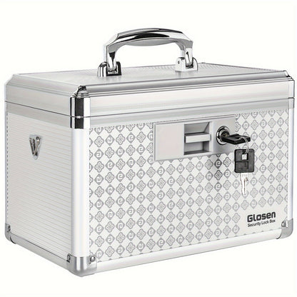 Locking Medicine Storage Box Aluminum Alloy with Key Lock & Handle, High- Family Medicine Organizer