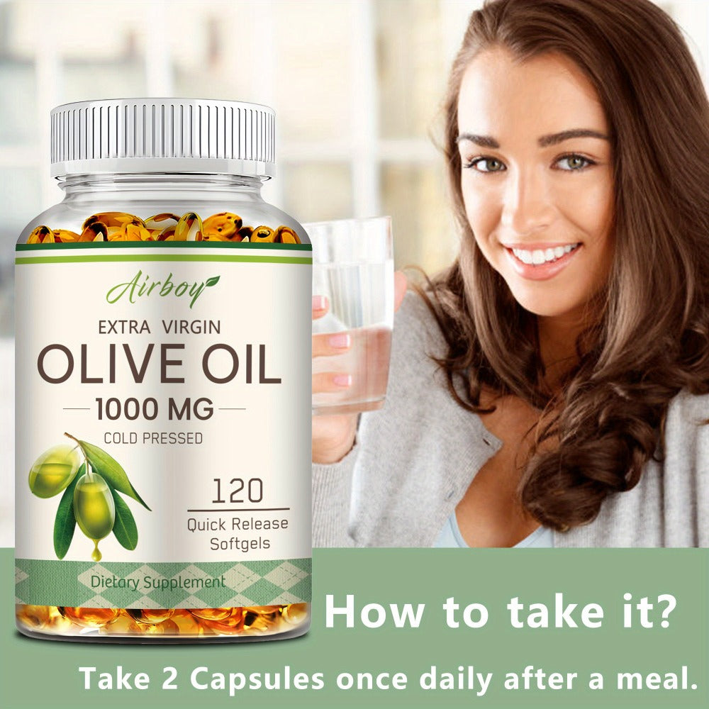 Extra Virgin Olive Oil Capsules 120 Softgels with Omega-9 Omega-6 & Palmitic Acid for Bath Time, Home Spa and Personal Care