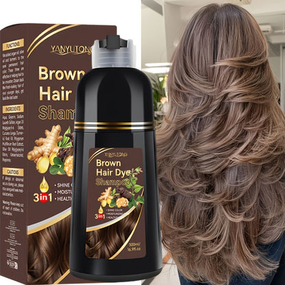 Ammonia-Free Herbal Hair Color Shampoo 3-in-1 Colors in 15 Minutes Lasts 30 Days – Semi Permanent Gray Coverage Moisturizing Cleansing Black
