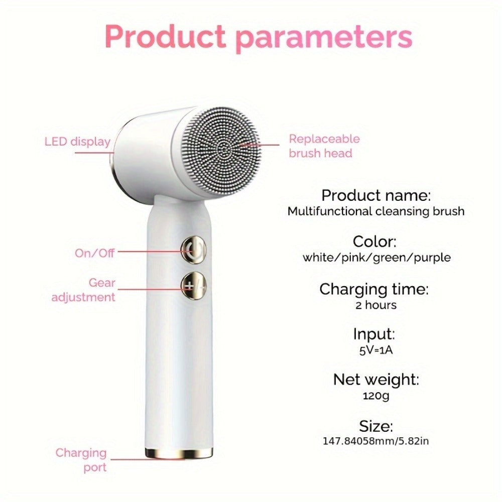 EMS Microcurrent Face Massager Device V-Face Lifting Double Chin Reducer Neck Rejuvenation 6-in-1 Brush Heads for Home or Salon Spa Use