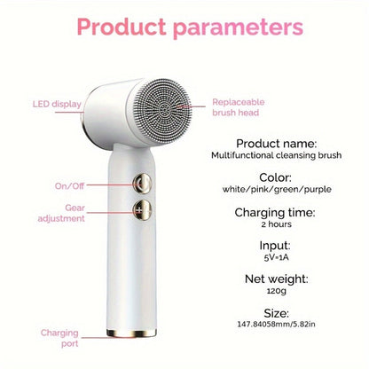 EMS Microcurrent Face Massager Device V-Face Lifting Double Chin Reducer Neck Rejuvenation 6-in-1 Brush Heads for Home or Salon Spa Use