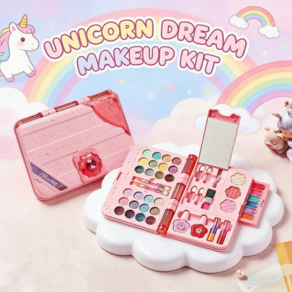 Kids Makeup Set with Mirror, Princess Makeup Case for Girls, Birthday & Halloween Gift, Safe Cosmetic Play Set for Children