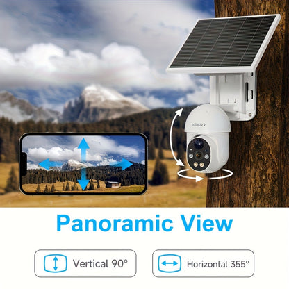 Solar Pan-Tilt Security Camera with 4G or 2.4GHz WiFi Options, 355° Pan, 90° Tilt and Two-Way Audio