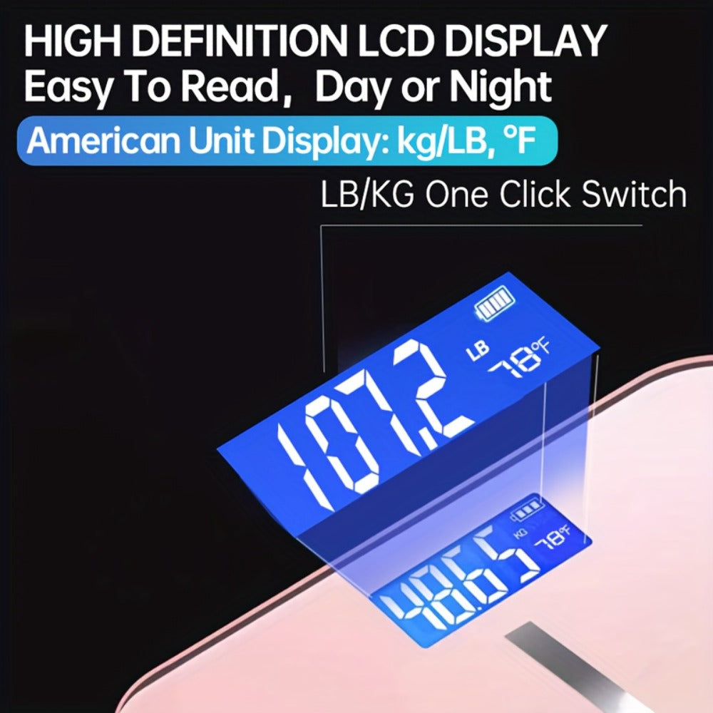 Square Digital Bathroom Scale in Black or Pink with Basic, No-Battery and USB-Charging Options